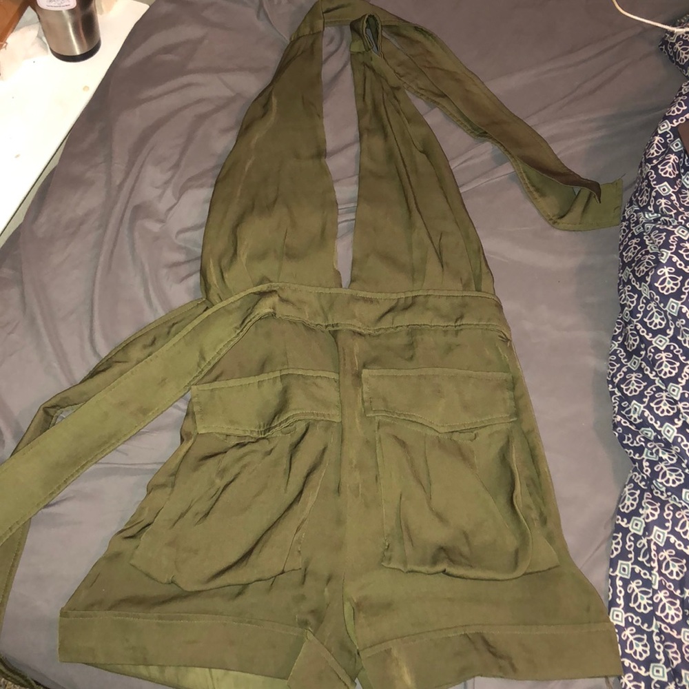 Olive Green Backless Romper